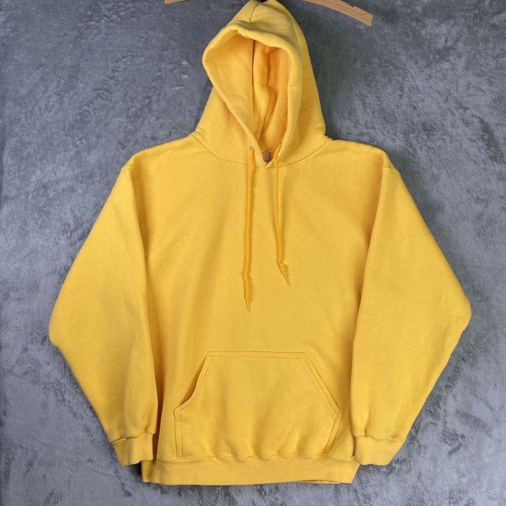 Vintage Pro Spirit Hoodie Mens Sz M Yellow Made in USA Blank Pullover‎ Lock Hood